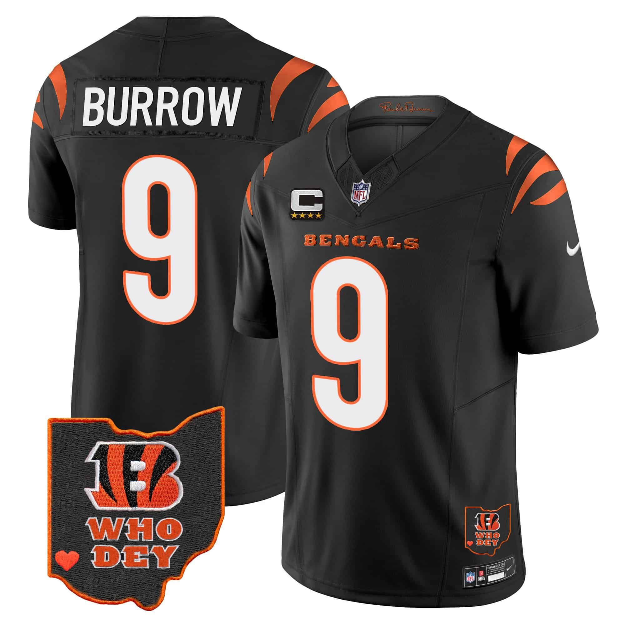Men Cincinnati Bengals #9 Burrow Black 2024 Nike Patch Vapor Limited NFL Jersey style 1->indianapolis colts->NFL Jersey